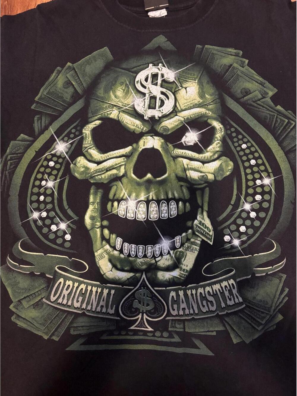 Liquid Blue Original Gangster Vintage 2000 OG Skull Money Graphic Size XL GUC